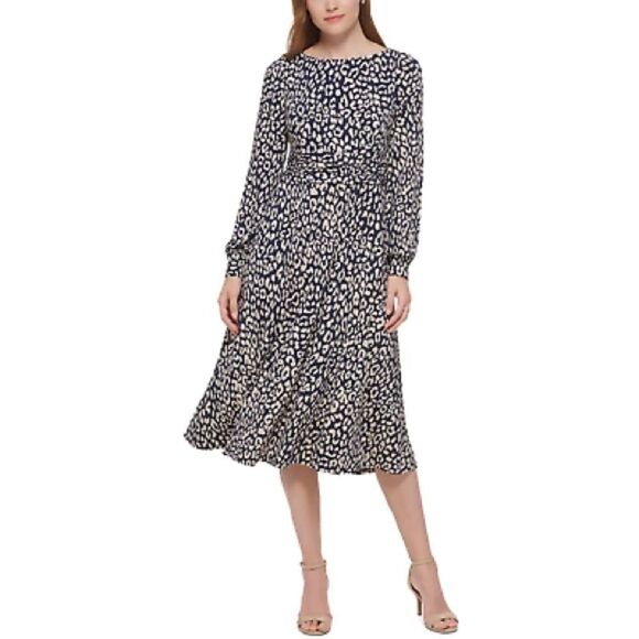 Jessica Howard animal print, navy and cream dress size 22W nwot - Picture 1 of 5